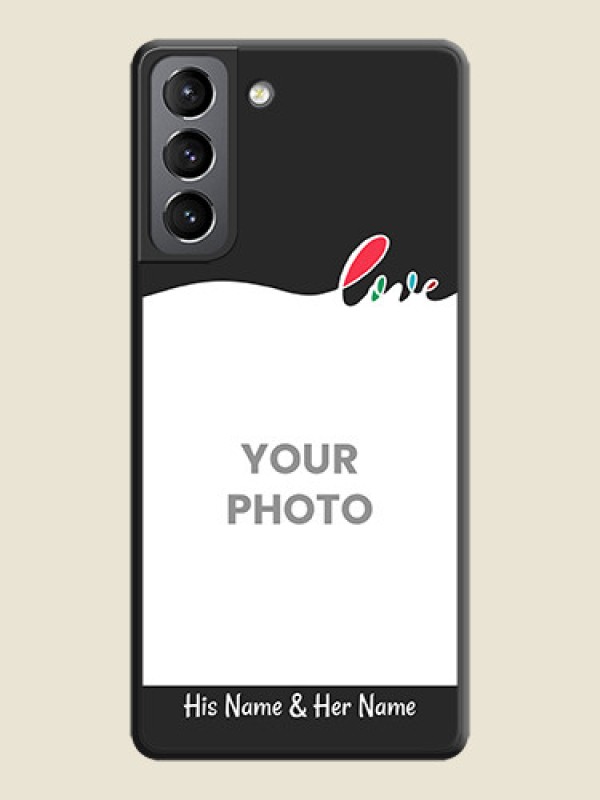 Custom Fall in Love Pattern with Picture on Photo on Space Black Soft Matte Mobile Case - Galaxy S21 Plus - alternate view