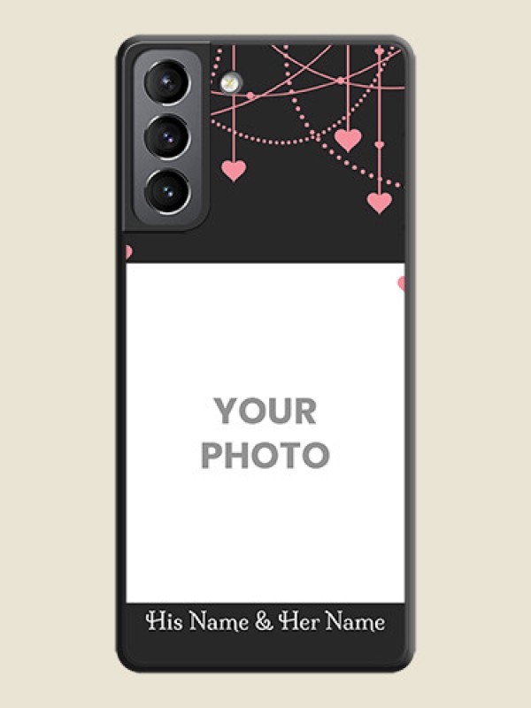 Custom Pink Love Hangings with Text on Space Black Custom Soft Matte Back Cover - Galaxy S21 Plus - alternate view