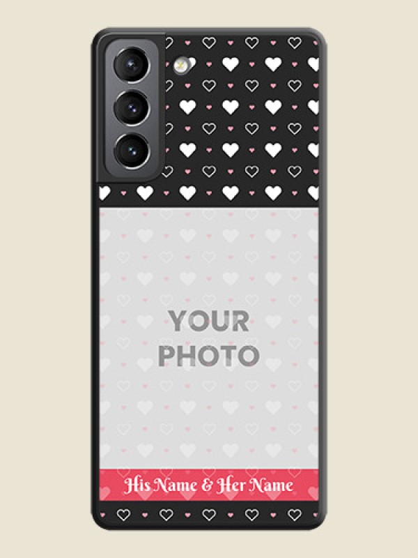 Custom White Color Love Symbols with Text Design on Photo on Space Black Soft Matte Phone Cover - Galaxy S21 Plus - alternate view