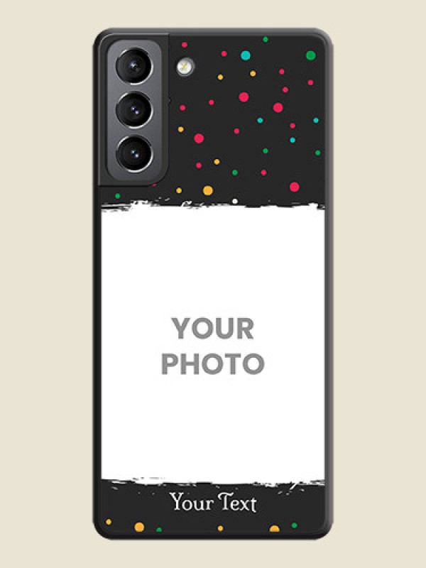 Custom Multicolor Dotted Pattern with Text on Space Black Custom Soft Matte Phone Back Cover - Galaxy S21 Plus - alternate view