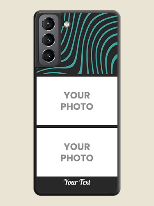 Custom Wave Pattern with 2 Image Holder on Space Black Personalized Soft Matte Phone Covers - Galaxy S21 Plus - alternate view