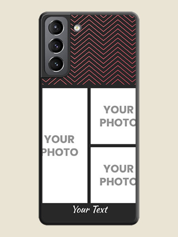 Custom Wave Pattern with 3 Image Holder on Space Black Custom Soft Matte Back Cover - Galaxy S21 Plus - alternate view