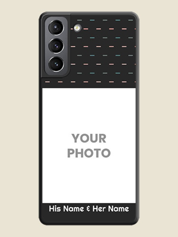 Custom Line Pattern Design with Text on Space Black Custom Soft Matte Phone Back Cover - Galaxy S21 Plus - alternate view