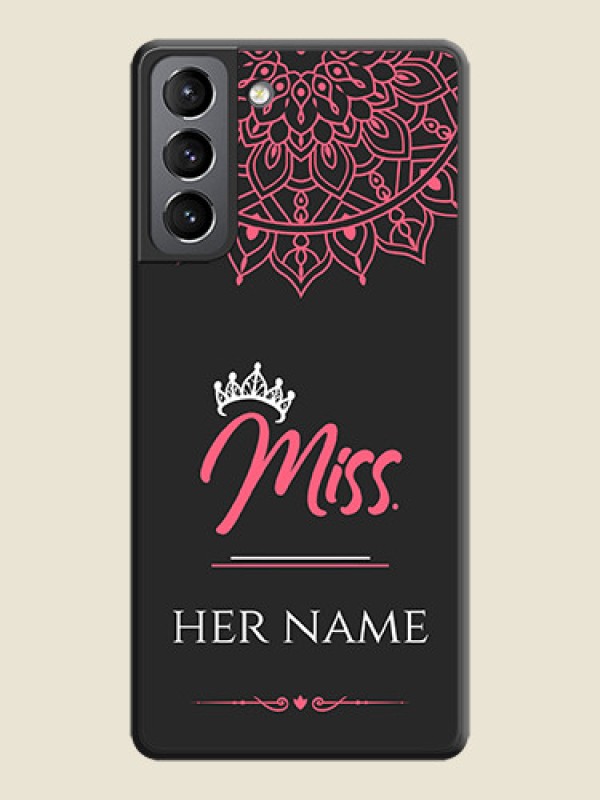 Custom Mrs Name with Floral Design on Space Black Personalized Soft Matte Phone Covers - Galaxy S21 Plus - alternate view