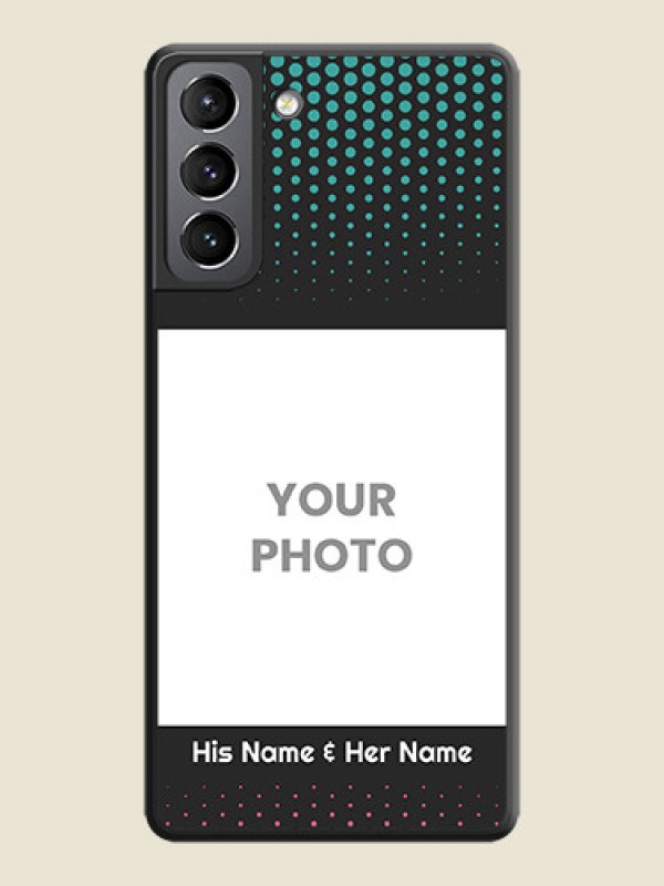 Custom Faded Dots with Grunge Photo Frame and Text on Space Black Custom Soft Matte Phone Cases - Galaxy S21 Plus - alternate view