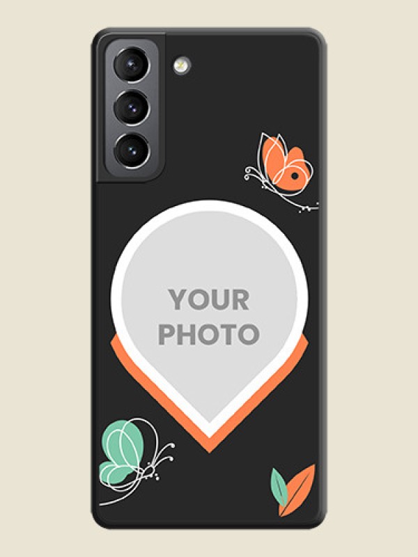 Custom Upload Pic With Simple Butterly Design On Space Black Personalized Soft Matte Phone Covers -Samsung Galaxy S21 Plus - alternate view