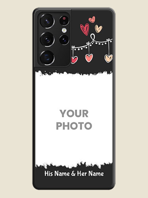 Custom Pink Love Hangings with Name on Space Black Custom Soft Matte Phone Cases - Galaxy S21 Ultra - alternate view