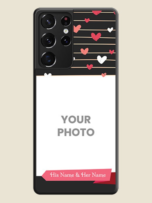 Custom Love Pattern with Name on Pink Ribbon  on Photo on Space Black Soft Matte Back Cover - Galaxy S21 Ultra - alternate view