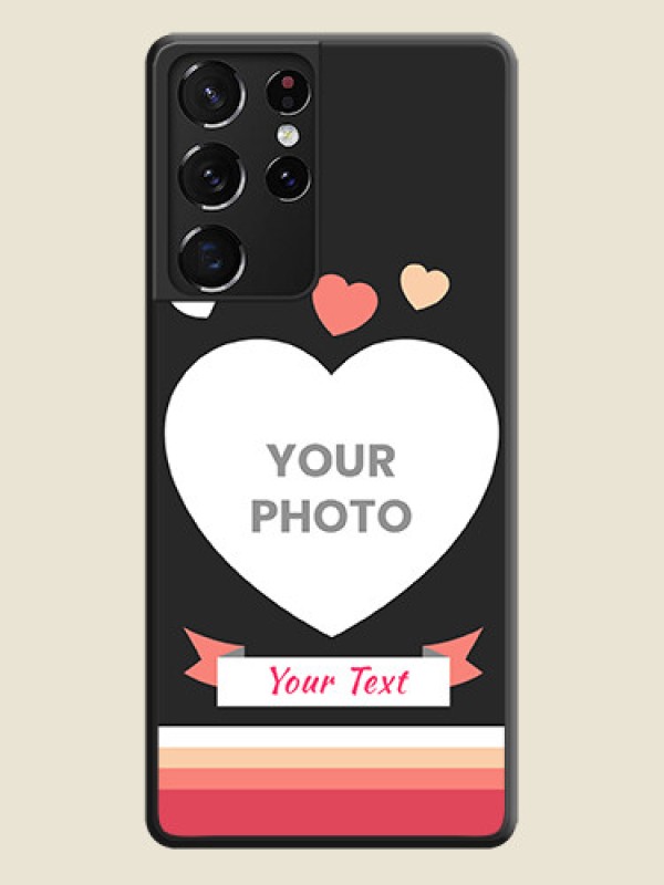 Custom Love Shaped Photo with Colorful Stripes on Personalised Space Black Soft Matte Cases - Galaxy S21 Ultra - alternate view