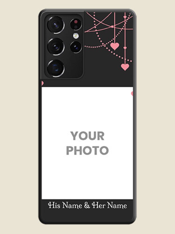 Custom Pink Love Hangings with Text on Space Black Custom Soft Matte Back Cover - Galaxy S21 Ultra - alternate view