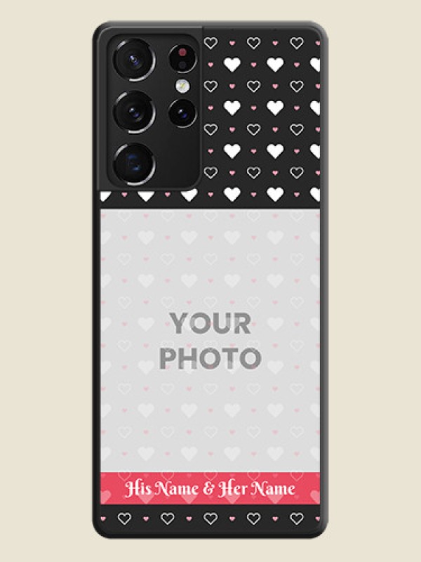 Custom White Color Love Symbols with Text Design on Photo on Space Black Soft Matte Phone Cover - Galaxy S21 Ultra - alternate view