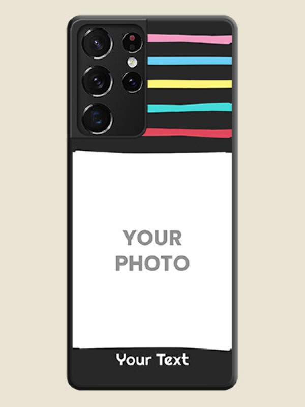 Custom Multicolor Lines with Image on Space Black Personalized Soft Matte Phone Covers - Galaxy S21 Ultra - alternate view
