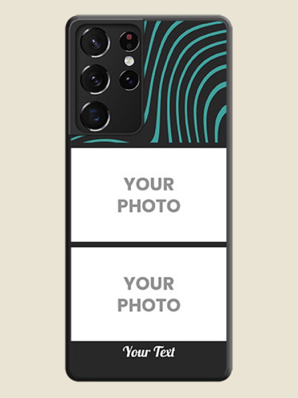 Custom Wave Pattern with 2 Image Holder on Space Black Personalized Soft Matte Phone Covers - Galaxy S21 Ultra - alternate view