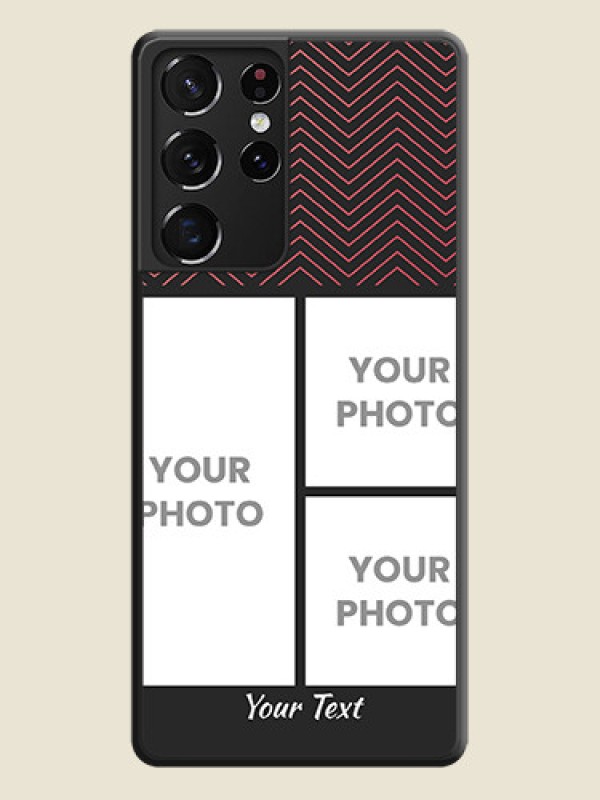 Custom Wave Pattern with 3 Image Holder on Space Black Custom Soft Matte Back Cover - Galaxy S21 Ultra - alternate view