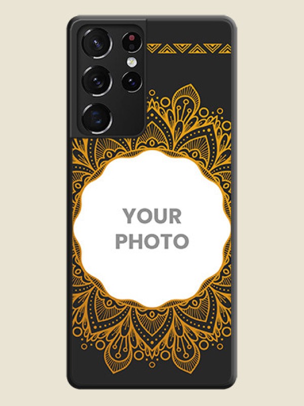 Custom Round Image with Floral Design on Photo on Space Black Soft Matte Mobile Cover - Galaxy S21 Ultra - alternate view