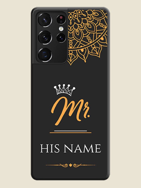 Custom Mr Name with Floral Design  on Personalised Space Black Soft Matte Cases - Galaxy S21 Ultra - alternate view