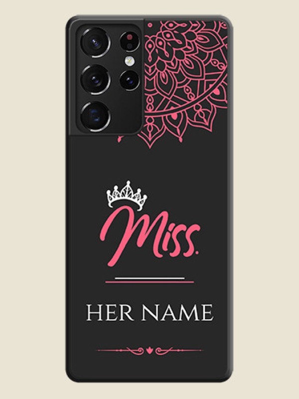 Custom Mrs Name with Floral Design on Space Black Personalized Soft Matte Phone Covers - Galaxy S21 Ultra - alternate view