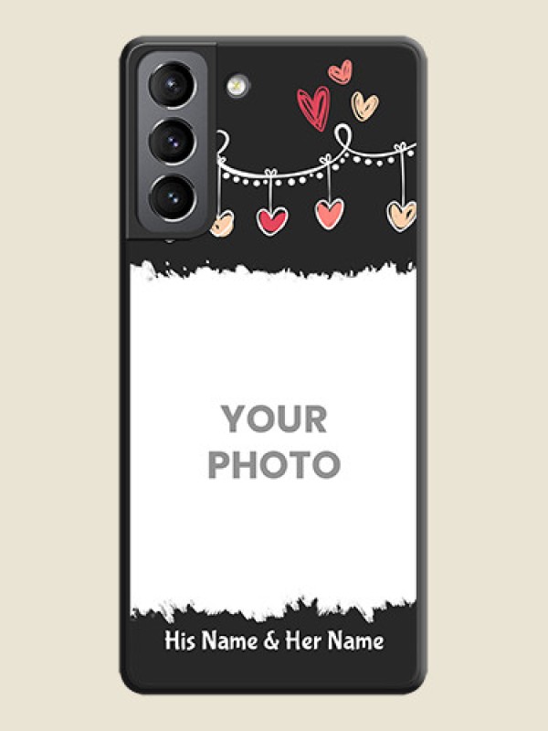 Custom Pink Love Hangings with Name on Space Black Custom Soft Matte Phone Cases - Galaxy S21 - alternate view