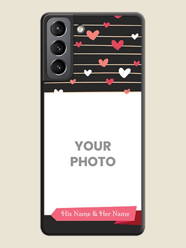 Custom Love Pattern with Name on Pink Ribbon  on Photo on Space Black Soft Matte Back Cover - Galaxy S21 - alternate view