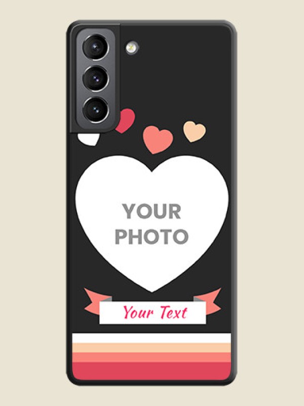 Custom Love Shaped Photo with Colorful Stripes on Personalised Space Black Soft Matte Cases - Galaxy S21 - alternate view