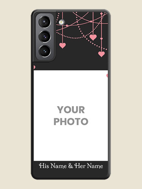 Custom Pink Love Hangings with Text on Space Black Custom Soft Matte Back Cover - Galaxy S21 - alternate view