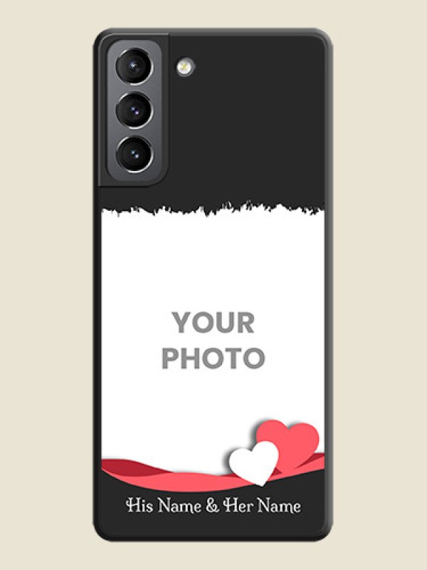 Custom Pin Color Love Shaped Ribbon Design with Text on Space Black Custom Soft Matte Phone Back Cover - Galaxy S21 - alternate view
