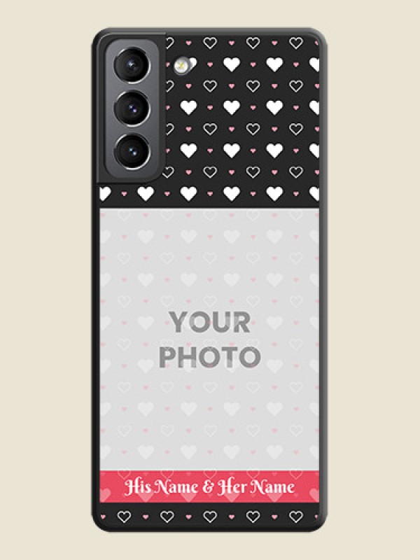 Custom White Color Love Symbols with Text Design on Photo on Space Black Soft Matte Phone Cover - Galaxy S21 - alternate view