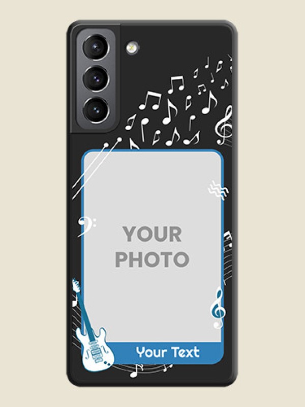 Custom Musical Theme Design with Text on Photo on Space Black Soft Matte Mobile Case - Galaxy S21 - alternate view