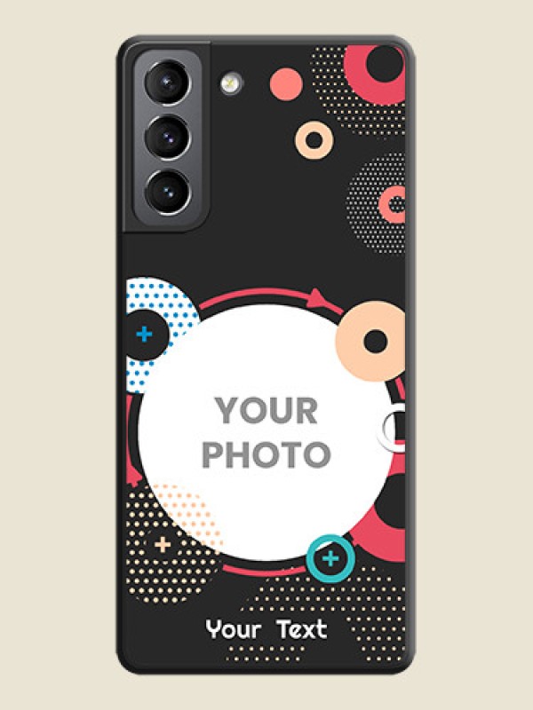 Custom Multicoloured Round Image on Personalised Space Black Soft Matte Cases - Galaxy S21 - alternate view