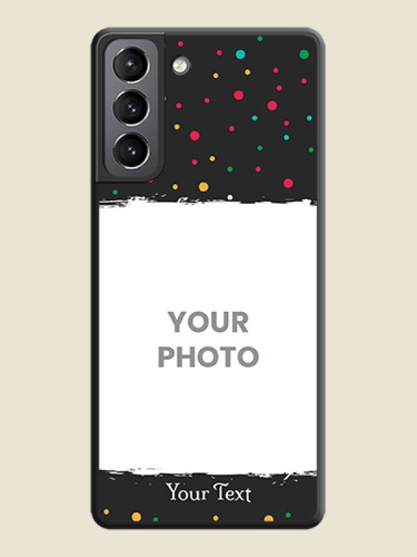 Custom Multicolor Dotted Pattern with Text on Space Black Custom Soft Matte Phone Back Cover - Galaxy S21 - alternate view