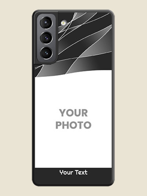 Custom Mixed Wave Lines on Photo on Space Black Soft Matte Mobile Cover - Galaxy S21 - alternate view