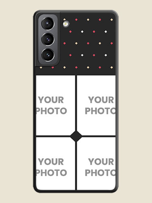 Custom Multicolor Dotted Pattern with 4 Image Holder on Space Black Custom Soft Matte Phone Cases - Galaxy S21 - alternate view
