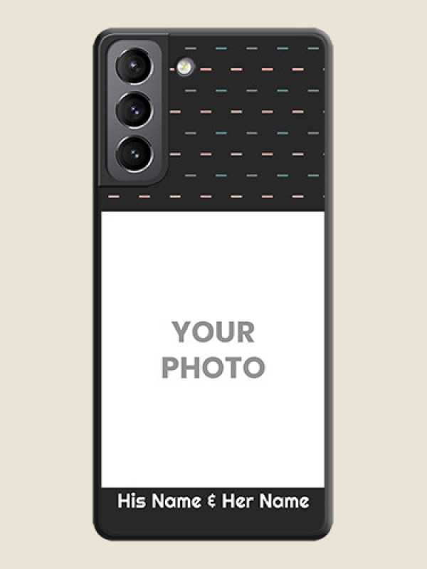 Custom Line Pattern Design with Text on Space Black Custom Soft Matte Phone Back Cover - Galaxy S21 - alternate view