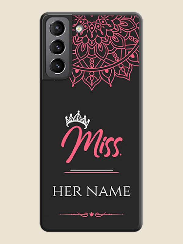 Custom Mrs Name with Floral Design on Space Black Personalized Soft Matte Phone Covers - Galaxy S21 - alternate view