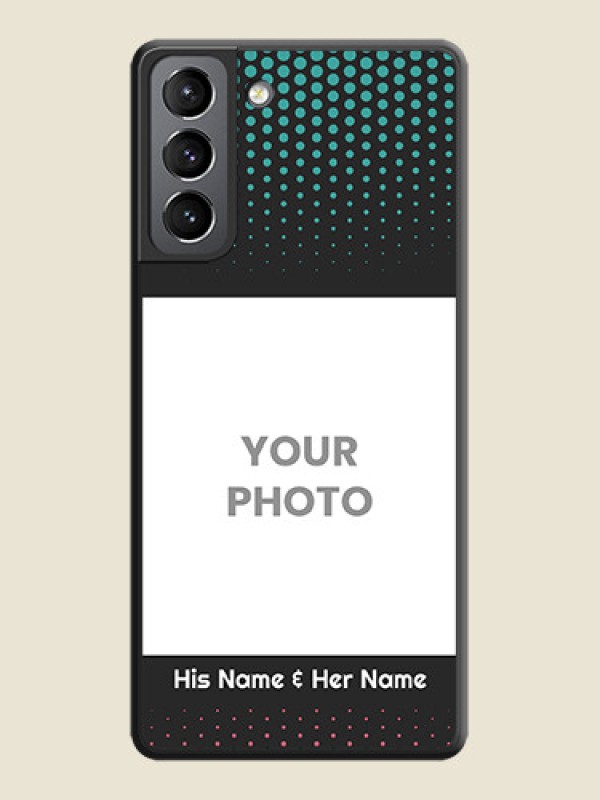 Custom Faded Dots with Grunge Photo Frame and Text on Space Black Custom Soft Matte Phone Cases - Galaxy S21 - alternate view