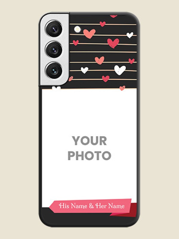 Custom Love Pattern with Name on Pink Ribbon on Photo on Space Black Soft Matte Back Cover - Galaxy S22 5G - alternate view