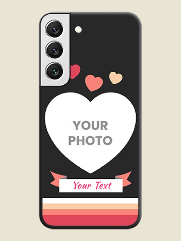 Custom Love Shaped Photo with Colorful Stripes on Personalised Space Black Soft Matte Cases - Galaxy S22 5G - alternate view