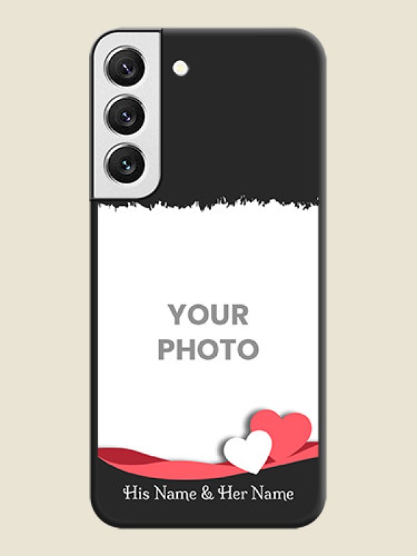 Custom Pin Color Love Shaped Ribbon Design with Text on Space Black Custom Soft Matte Phone Back Cover - Galaxy S22 5G - alternate view