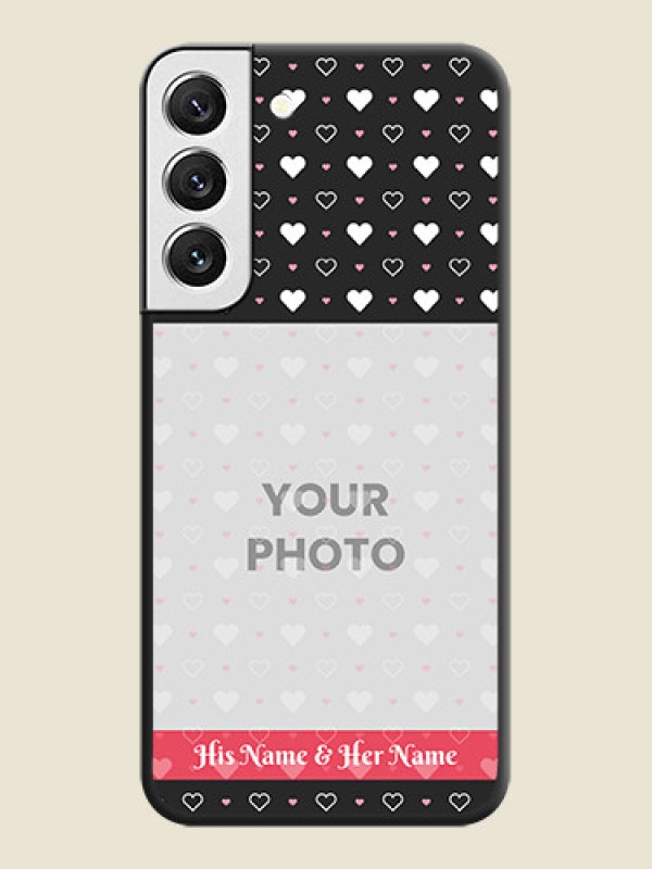 Custom White Color Love Symbols with Text Design on Photo on Space Black Soft Matte Phone Cover - Galaxy S22 5G - alternate view
