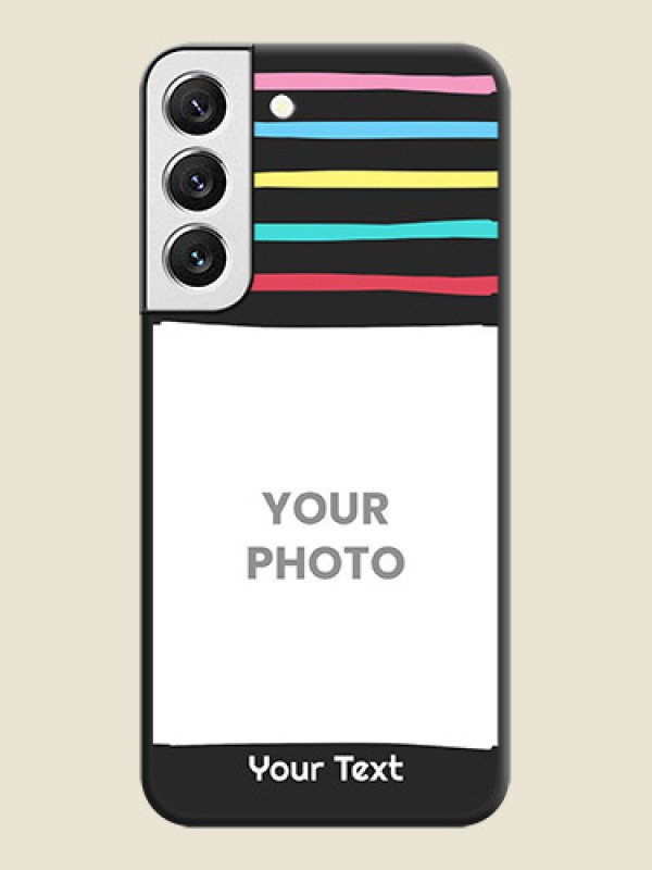 Custom Multicolor Lines with Image on Space Black Personalized Soft Matte Phone Covers - Galaxy S22 5G - alternate view