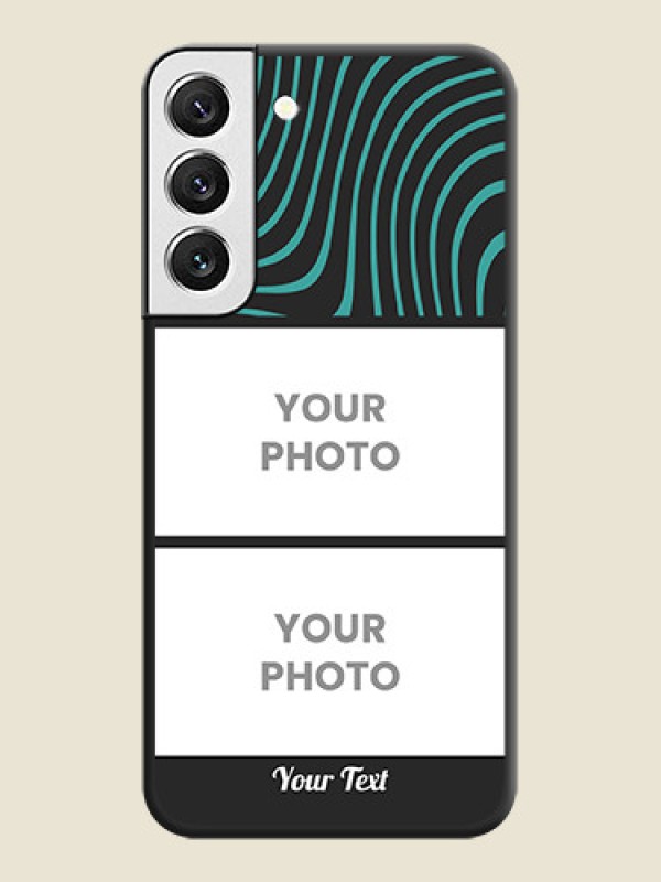 Custom Wave Pattern with 2 Image Holder on Space Black Personalized Soft Matte Phone Covers - Galaxy S22 5G - alternate view