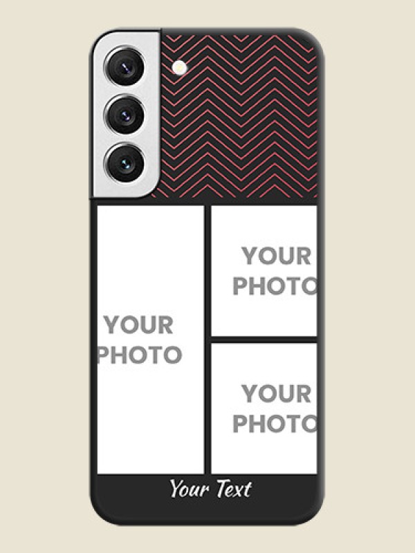 Custom Wave Pattern with 3 Image Holder on Space Black Custom Soft Matte Back Cover - Galaxy S22 5G - alternate view