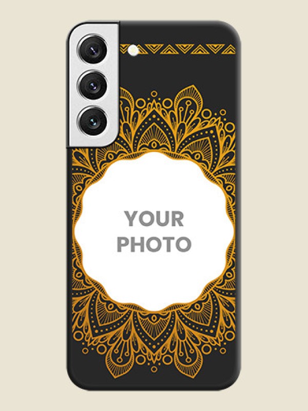 Custom Round Image with Floral Design on Photo on Space Black Soft Matte Mobile Cover - Galaxy S22 5G - alternate view