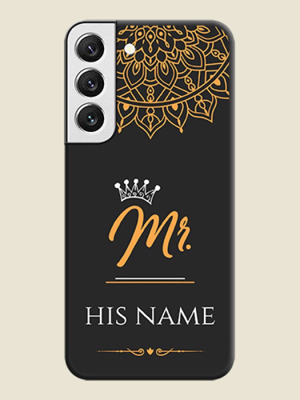 Custom Mr Name with Floral Design on Personalised Space Black Soft Matte Cases - Galaxy S22 5G - alternate view