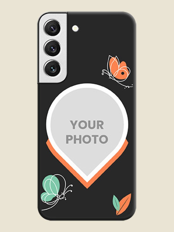 Custom Upload Pic With Simple Butterly Design On Space Black Personalized Soft Matte Phone Covers -Samsung Galaxy S22 5G - alternate view