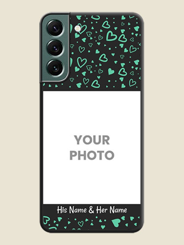 Custom Sea Green Indefinite Love Pattern on Photo on Space Black Soft Matte Mobile Cover - Galaxy S22 Plus 5G - alternate view