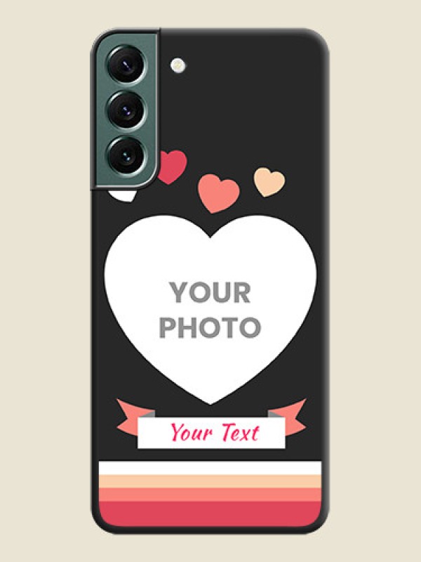 Custom Love Shaped Photo with Colorful Stripes on Personalised Space Black Soft Matte Cases - Galaxy S22 Plus 5G - alternate view