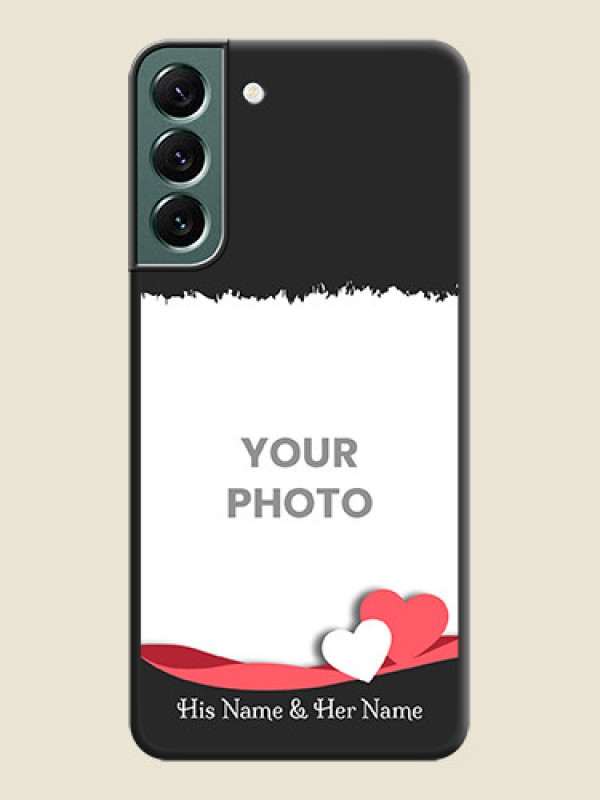 Custom Pin Color Love Shaped Ribbon Design with Text on Space Black Custom Soft Matte Phone Back Cover - Galaxy S22 Plus 5G - alternate view