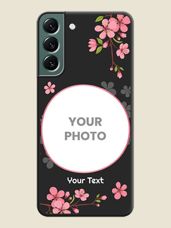 Custom Round Image with Pink Color Floral Design on Photo on Space Black Soft Matte Back Cover - Galaxy S22 Plus 5G - alternate view