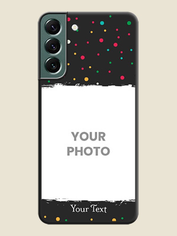 Custom Multicolor Dotted Pattern with Text on Space Black Custom Soft Matte Phone Back Cover - Galaxy S22 Plus 5G - alternate view